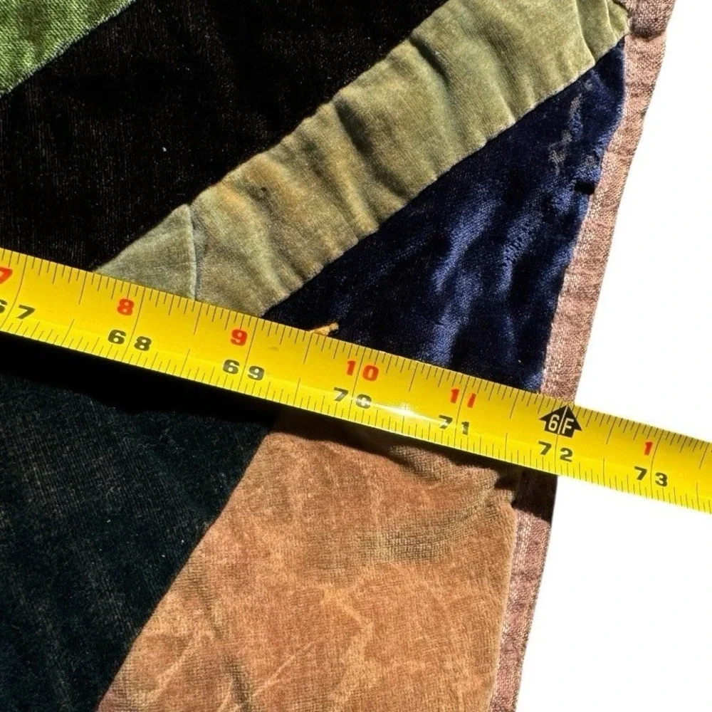 Antique Victorian Crazy Quilt Velvet Silk Hand Stitched‎ Painted 77x71 c1885